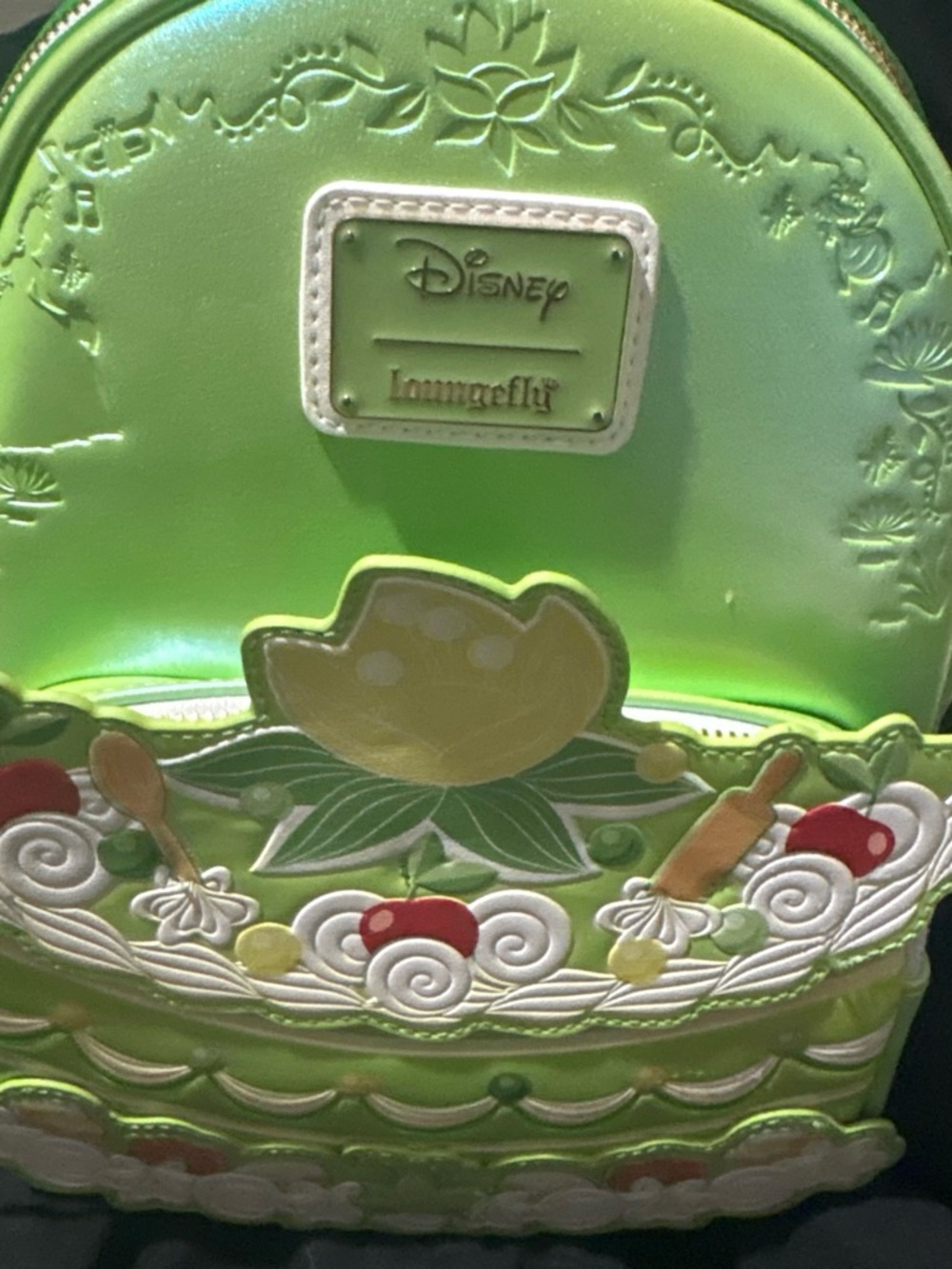 Loungefly Lime Green Disney Floral Appliqué Mini Backpack